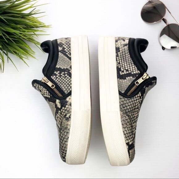 Ash Jordy black and gray Snake-Print leather platform Sneakers 6.5 - Picture 4 of 9
